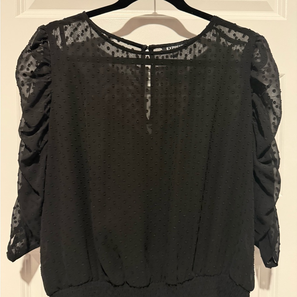 Express Black Textured Women's Blouse